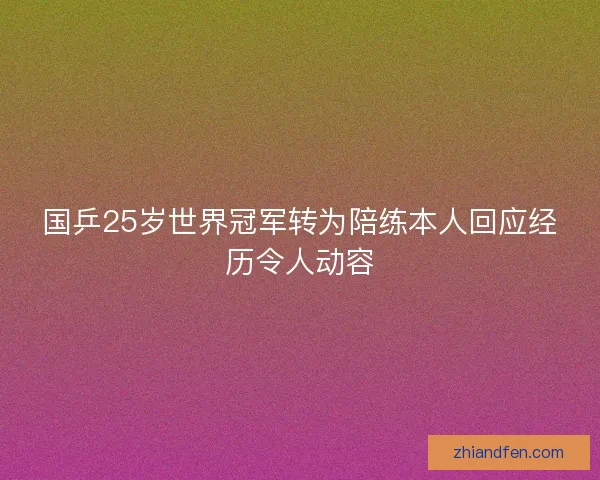 国乒25岁世界冠军转为陪练本人回应经历令人动容