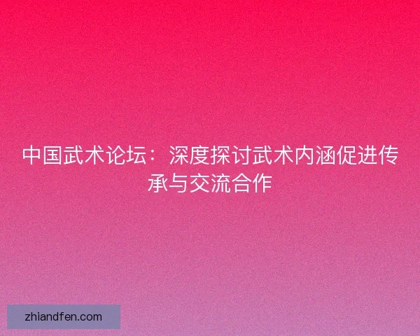 中国武术论坛：深度探讨武术内涵促进传承与交流合作