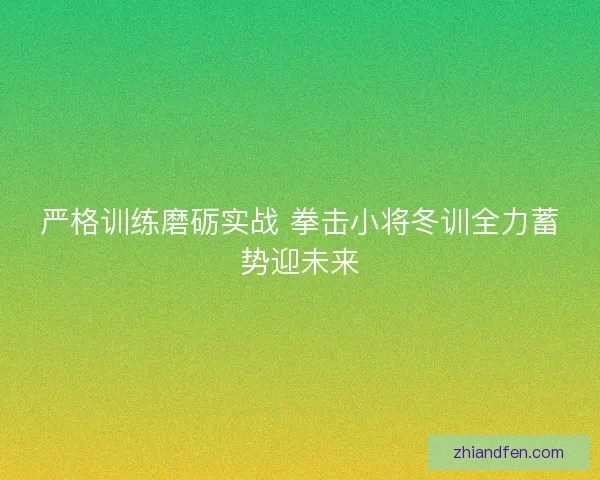 严格训练磨砺实战 拳击小将冬训全力蓄势迎未来 严格训练磨砺实战 拳击小将冬训全力蓄势迎未来